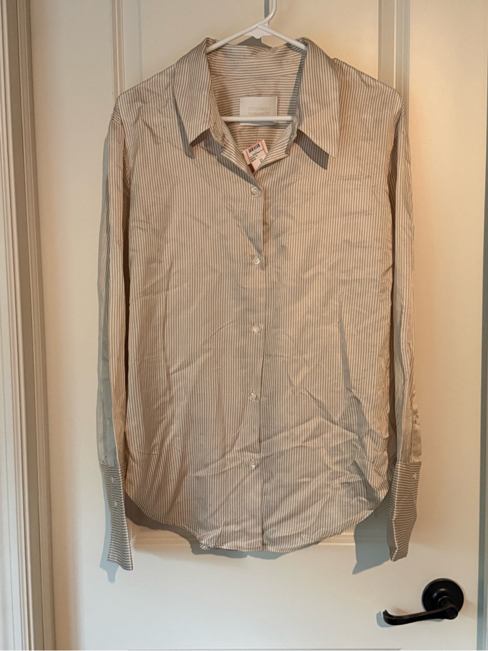 Citizens Of Humanity Beige & White Thin-Stripe Button Shirt